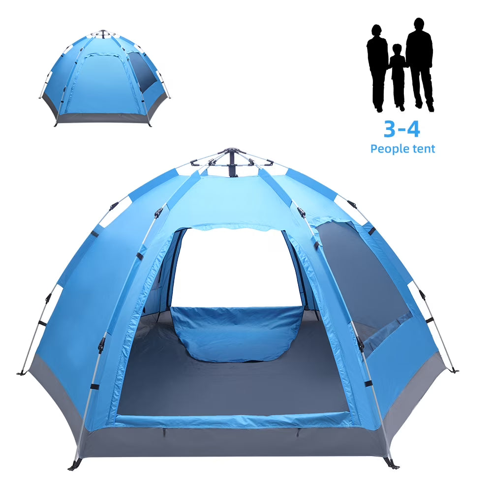 Waterproof Instant Pop Up Camping Tent, 3-4 Person Double Layer Dome Tent M71838
