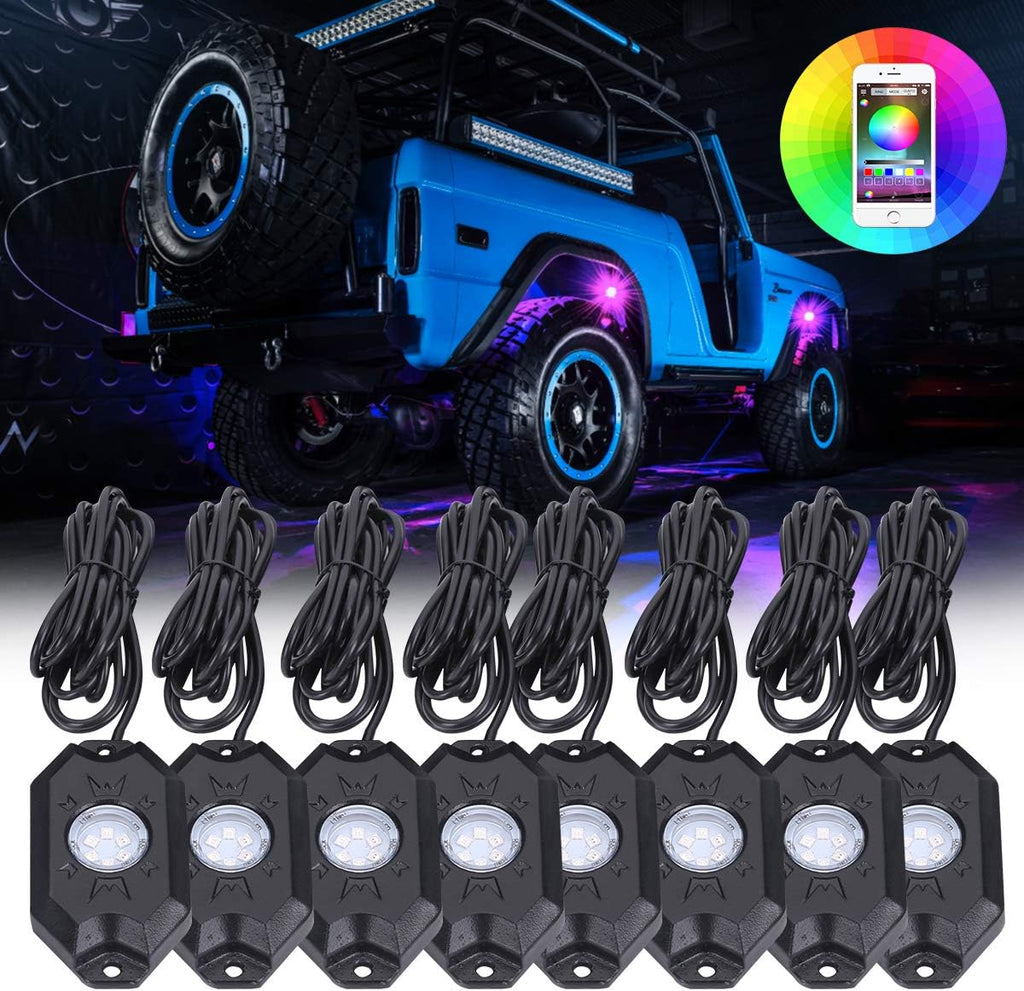 12 Pod Waterproof LED Rock Lights Kit with Bluetooth Controller K664