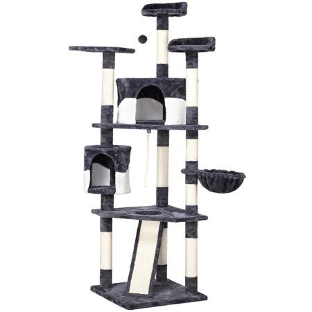 Gray 79 inch Cat Tree and Scratching Post Tower T901722