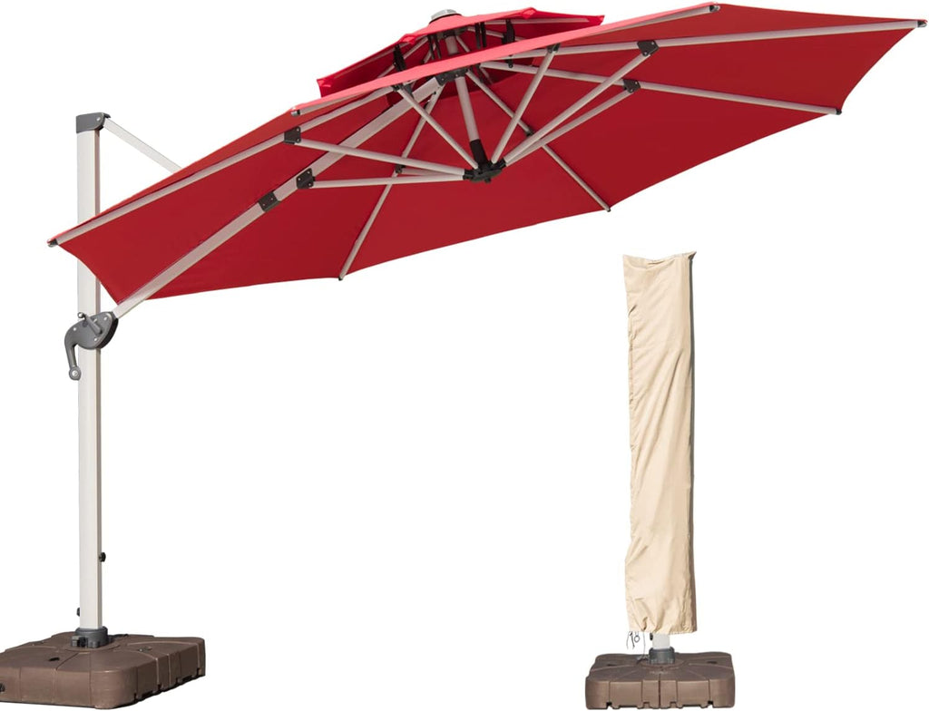 10 FT Offset Cantilever Patio Umbrella with Waterproof Cover A27327