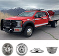 4pcs 19.5 Dually Steel Wheel Simulators Hub Covers 10 Lug Bolt on 304L Stainless Steel Polished Hub Cap Skins Liners F110161