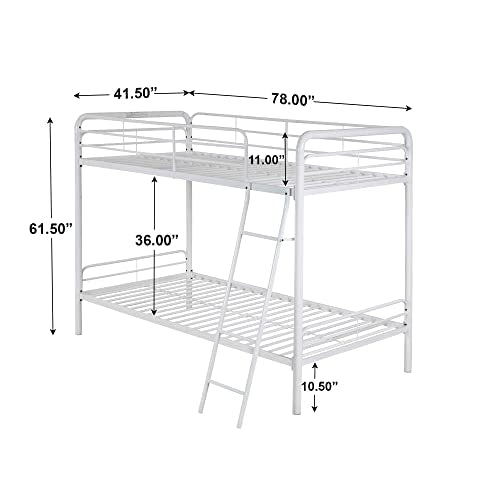Twin Over Twin Metal Bunk Bed in Black J8783