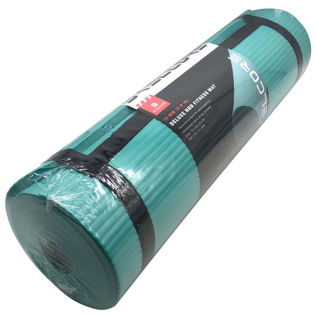 10mm Extra Long Non Slip Exercise Mat with Carrying Strap, Black Q66075