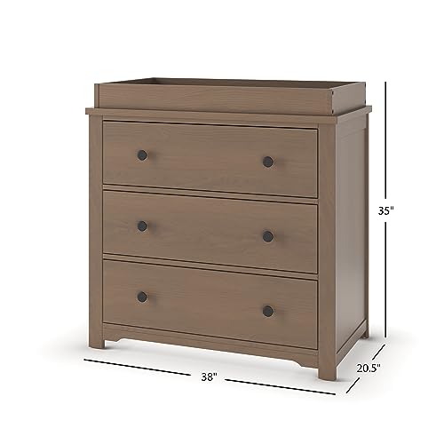 3 Drawer Dresser with Removable Changing Table Topper (Cool Gray) N605
