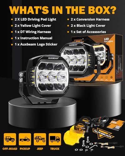 72W LED Rectangle Offroad Cube Spotlights with Amber DRL F2560