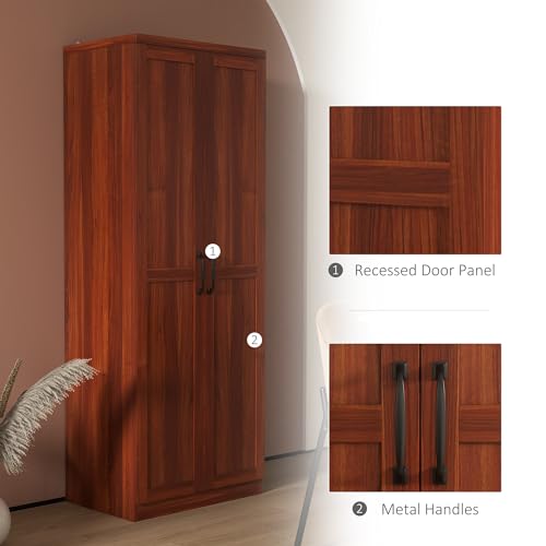 63" 2-Door Freestanding Storage Cabinet with 5-Tier Shelving and 2 Adjustable Shelves, Espresso I700513