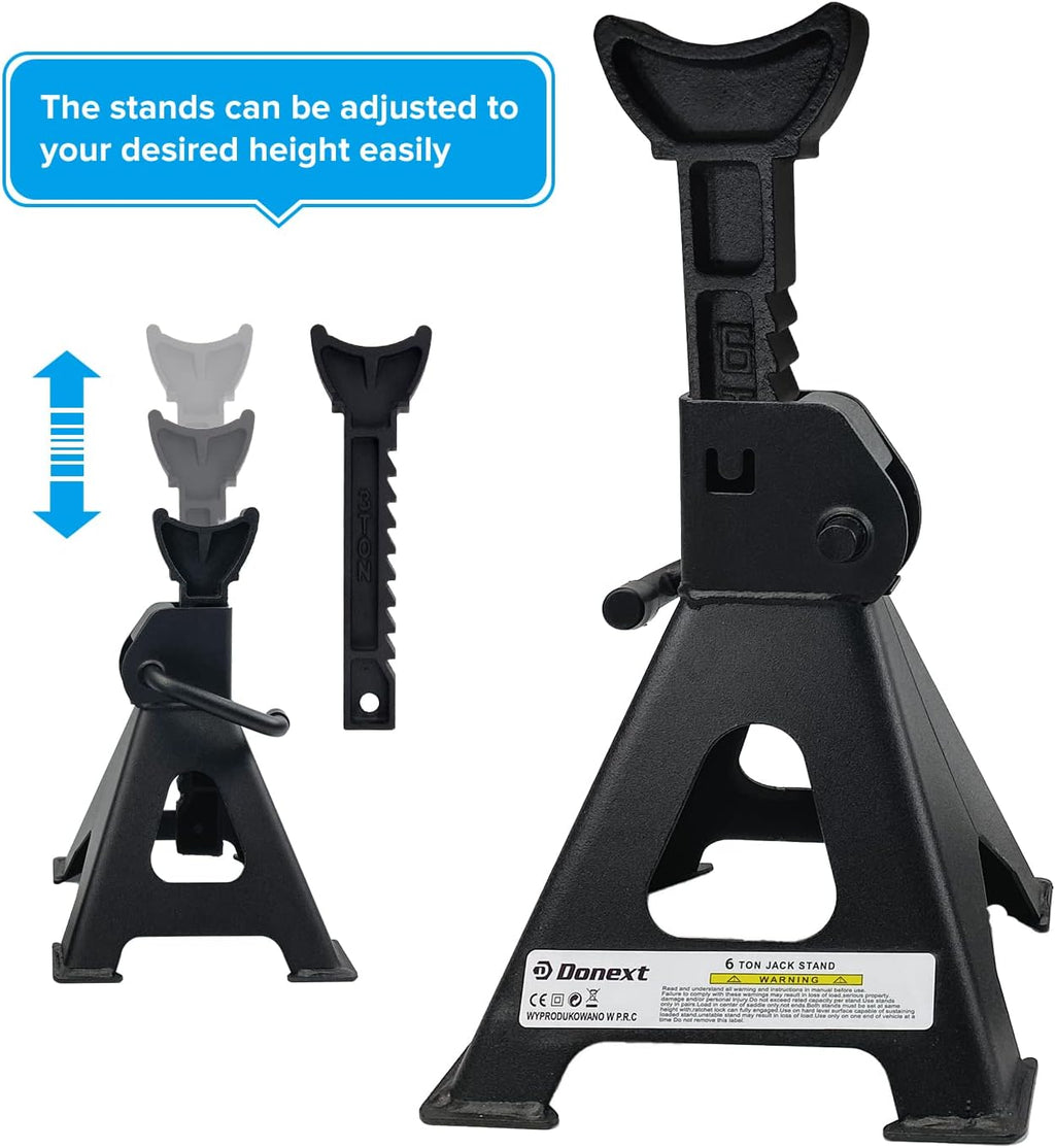 6 Ton Steel Jack Stands 1 Pair Black S513636