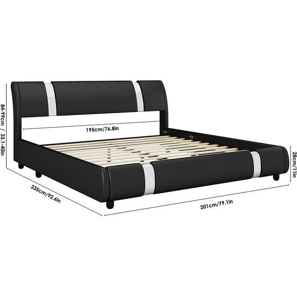 King Size Leather Bed Frame with Adjustable Headboard S788