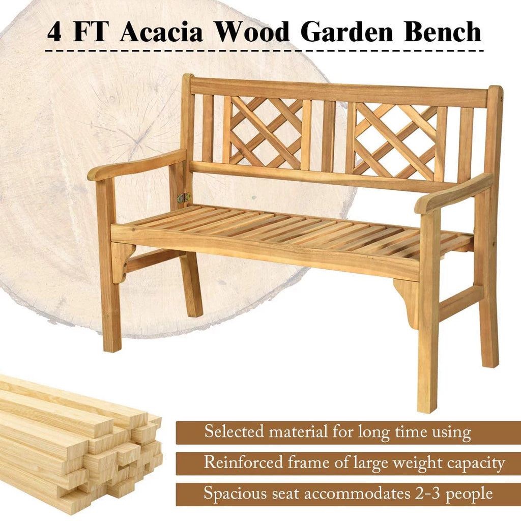 4 Ft Teak Acacia Wooden Patio Bench Q1039