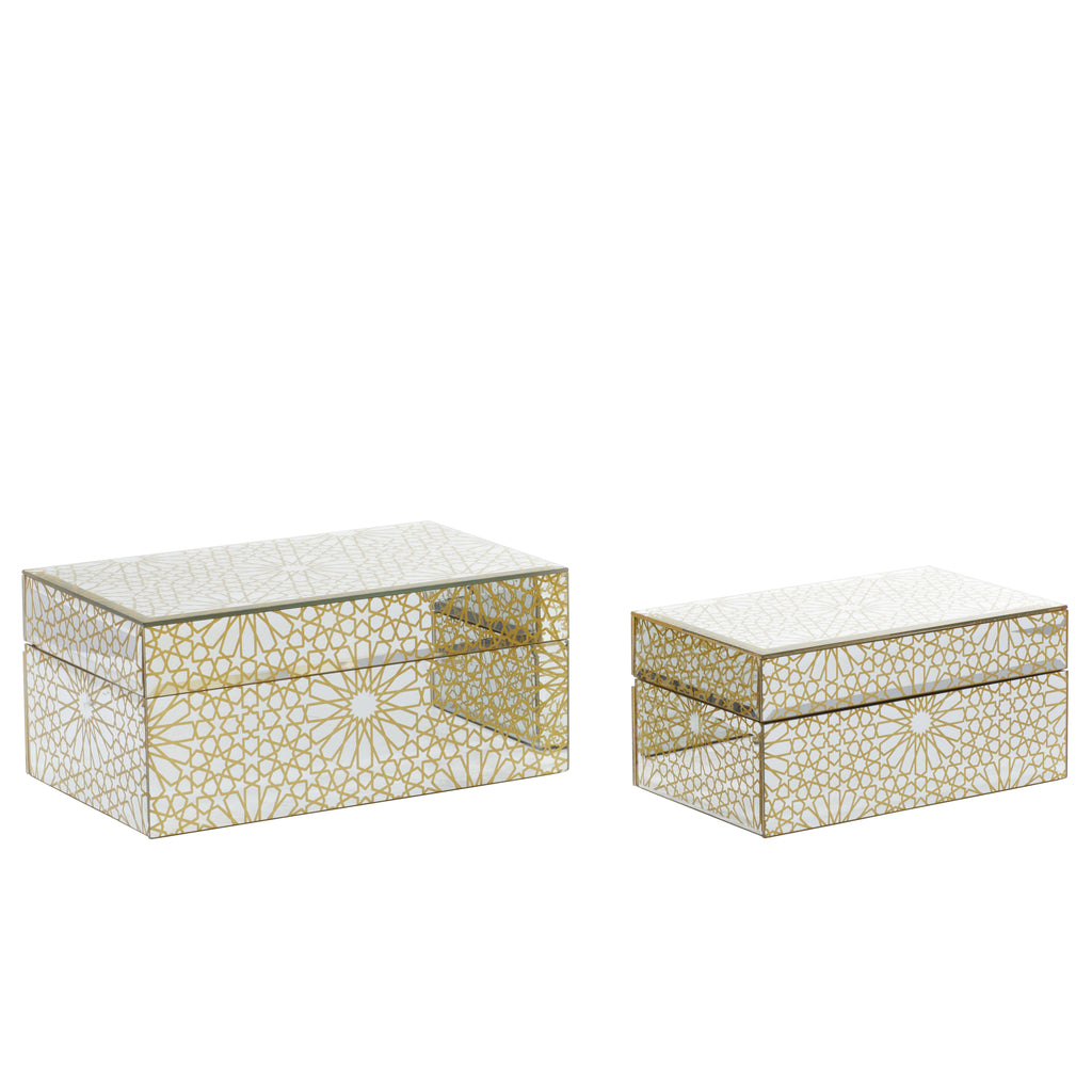 Set of 2 Gold Wood Box U850