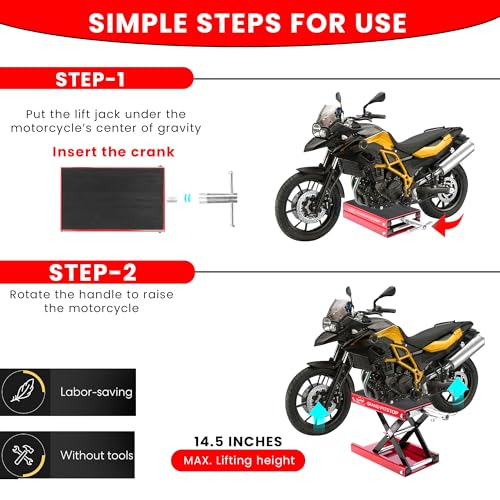 Motorcycle Powersports Stand Lift Scissor Jack Steel 1100 LBS Capacity Red C3144