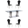 5-Piece Steel Dining Table & 4 Side Chairs in Black Y9487