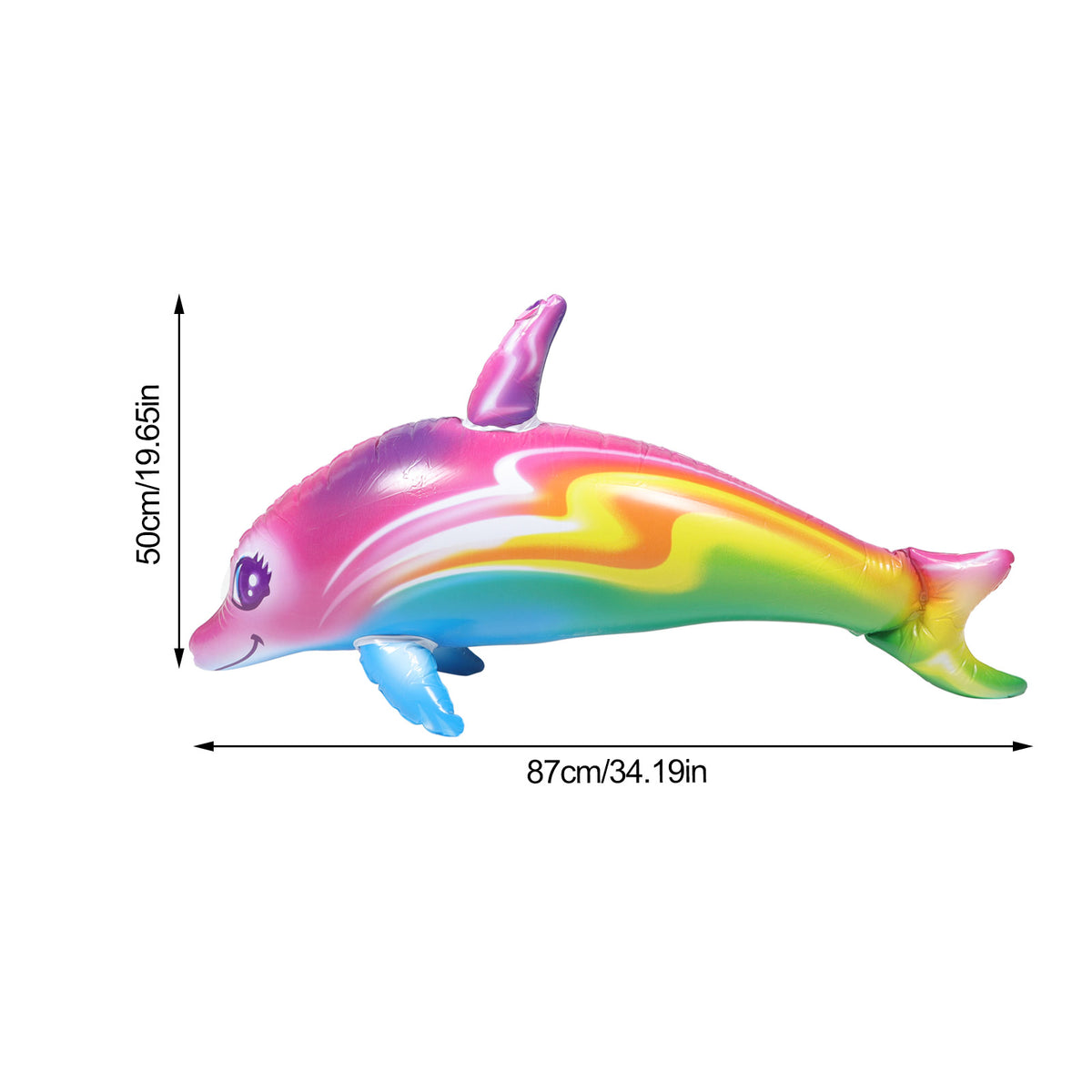 Inflatable Dolphin Toy Beach Pool Float Balloons Multicolor X4264