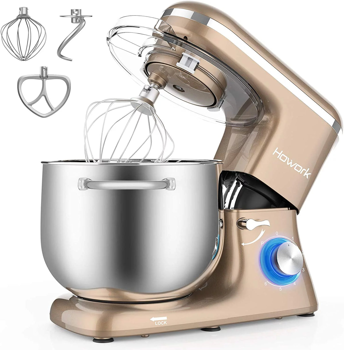 8.45 QT 660W Stand Mixer with Dough Hook, Whisk, Beater P587