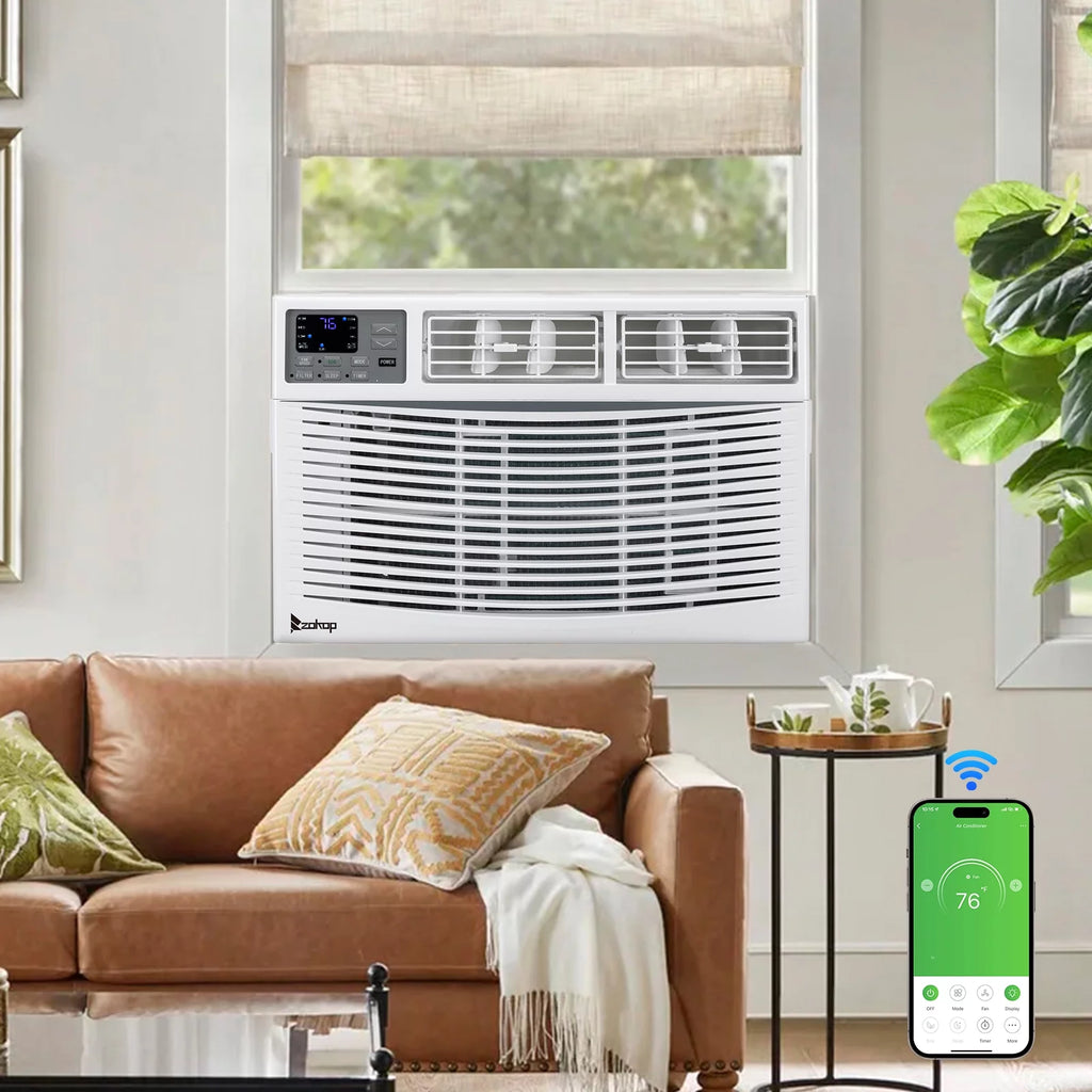10,000 BTU 115V Window-Mounted Compact Air Conditioner with Remote Control, White H848998