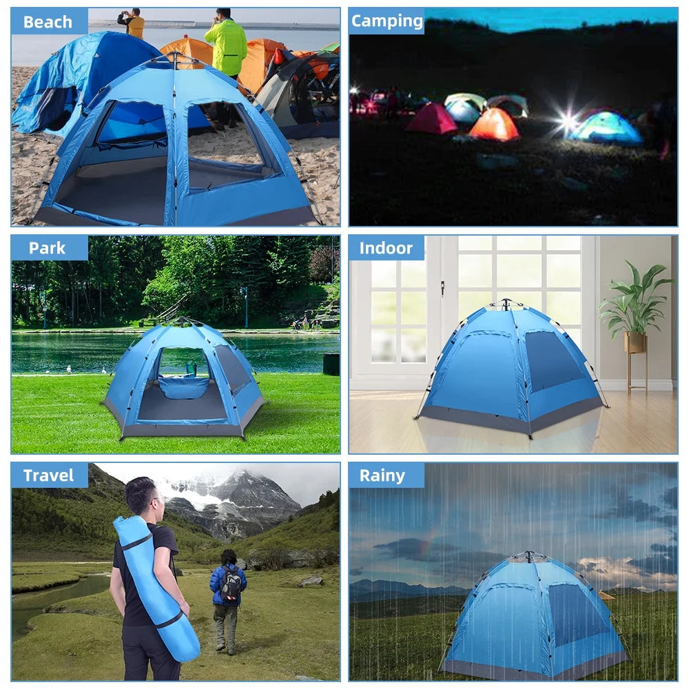 Waterproof Instant Pop Up Camping Tent, 3-4 Person Double Layer Dome Tent M71838