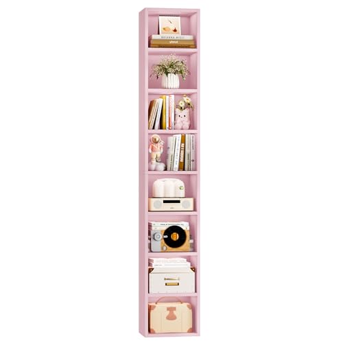 Black/Brown 8-Tier Media Tower Rack with Adjustable Shelves L8854