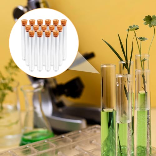 15 PCS 15ml Clear Plastic Test Tubes with Cork Stoppers C828