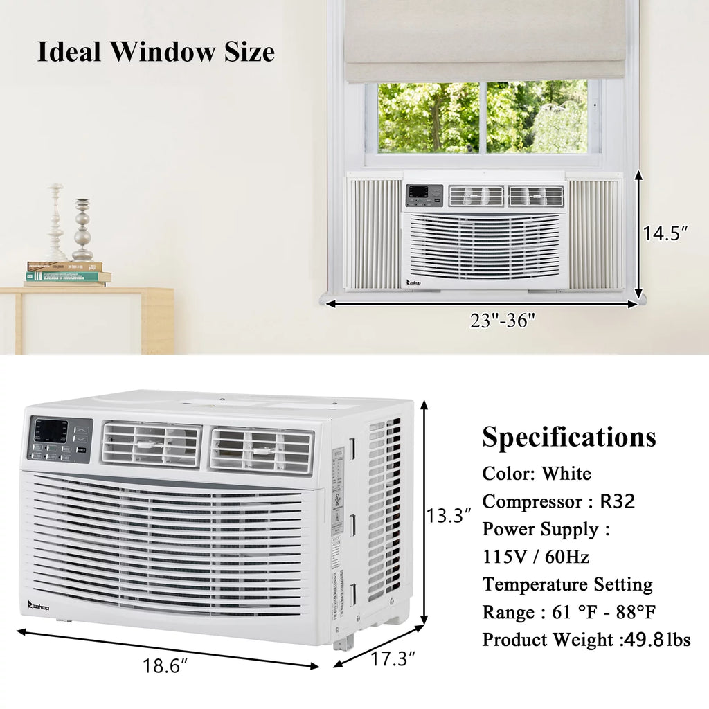 10,000 BTU 115V Window-Mounted Compact Air Conditioner with Remote Control, White H848998