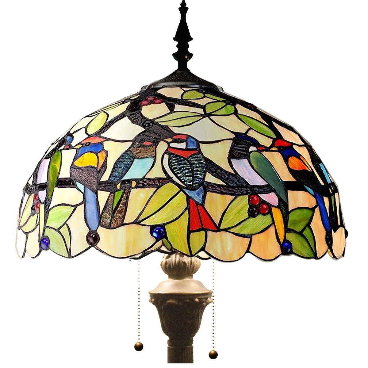 Bronze Floor Lamp with Stained Glass Shade J157905