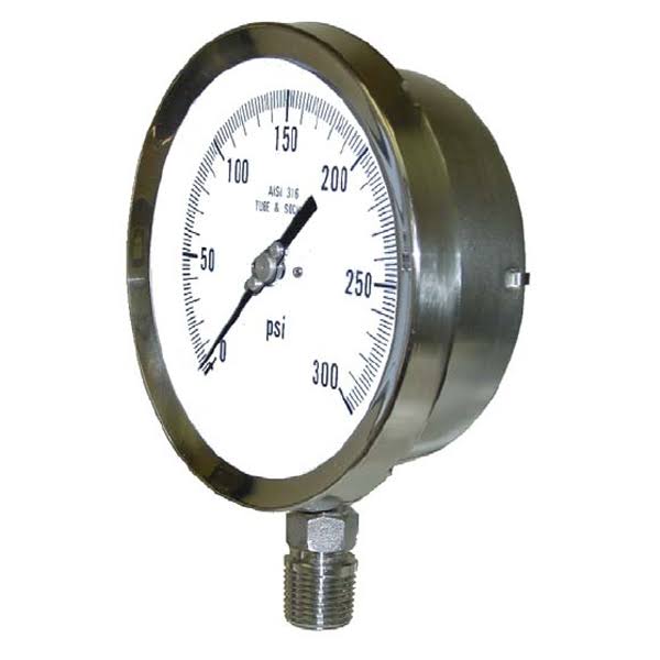 Process Pressure Gauge 0-100 PSI Stainless Steel Safety Case I50213