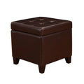 Brown Leather Square Storage Ottoman U769127