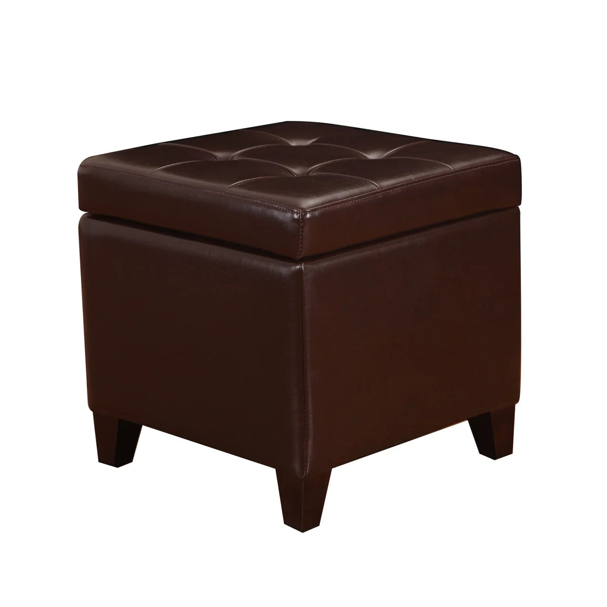 Brown Leather Square Storage Ottoman U769127