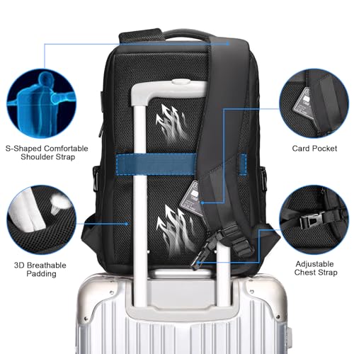 Black Expandable Water Resistant Computer Backpack 15.6 Inch E7131