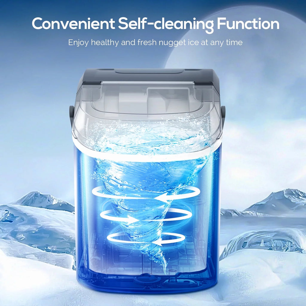 Portable Self-cleaning Nugget Ice Maker with Ice Scoop Q556569