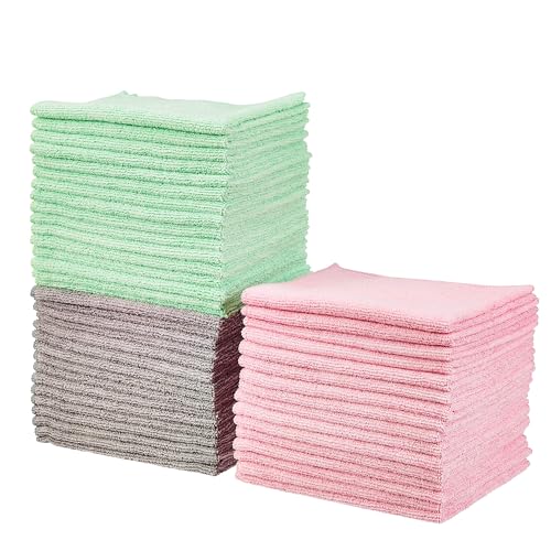 Microfiber Cleaning Cloths, Pack of 24, Blue/White/Yellow B5169