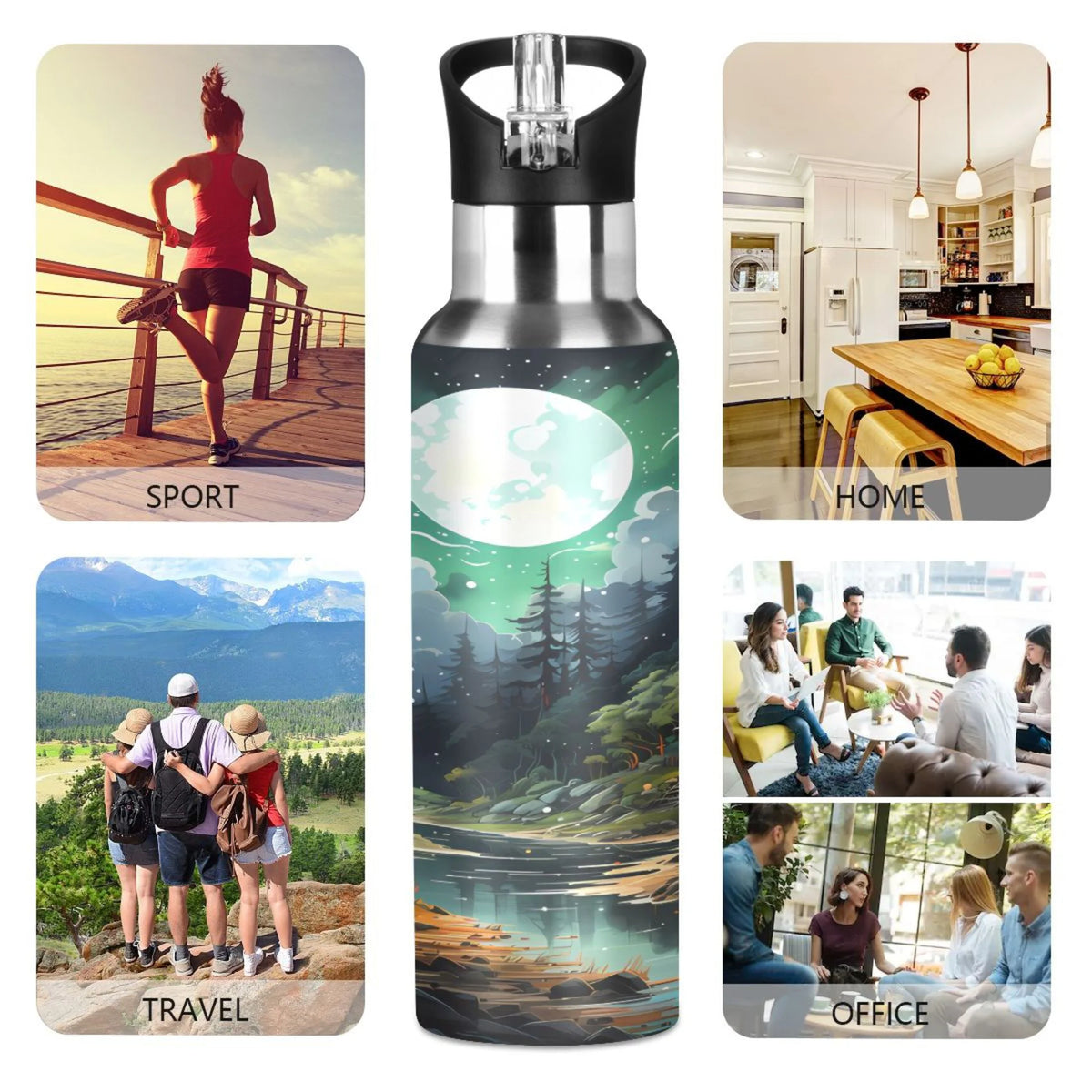 Stainless Steel Insulated Water Bottle with Straw Lid C133