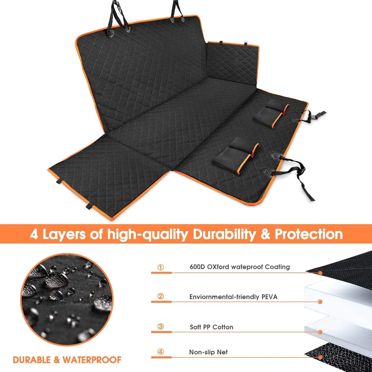 Waterproof Scratchproof Dog Car Seat Cover with Side Flaps Z735