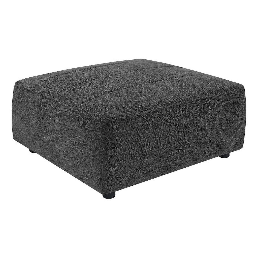Dark Charcoal Upholstered Square Fabric Ottoman C2144