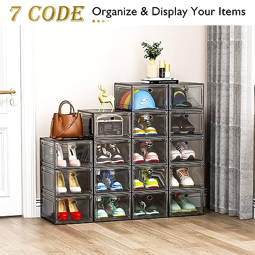 White Clear Plastic Shoe Storage Organizer Stackable Boxes 6 Pack W981009