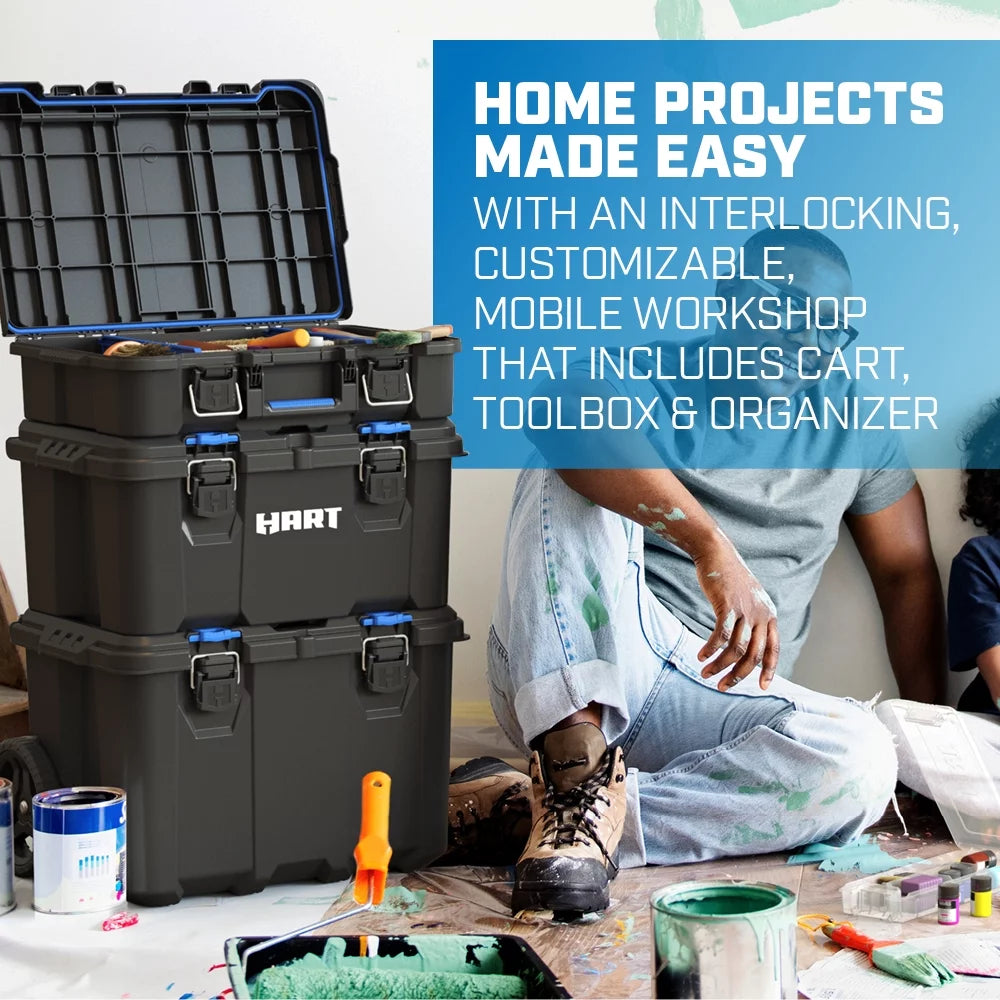 3 Piece Resin Plastic Modular Toolbox System B7317