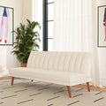 White Faux Leather Armless Futon Sofa Lounger T810531