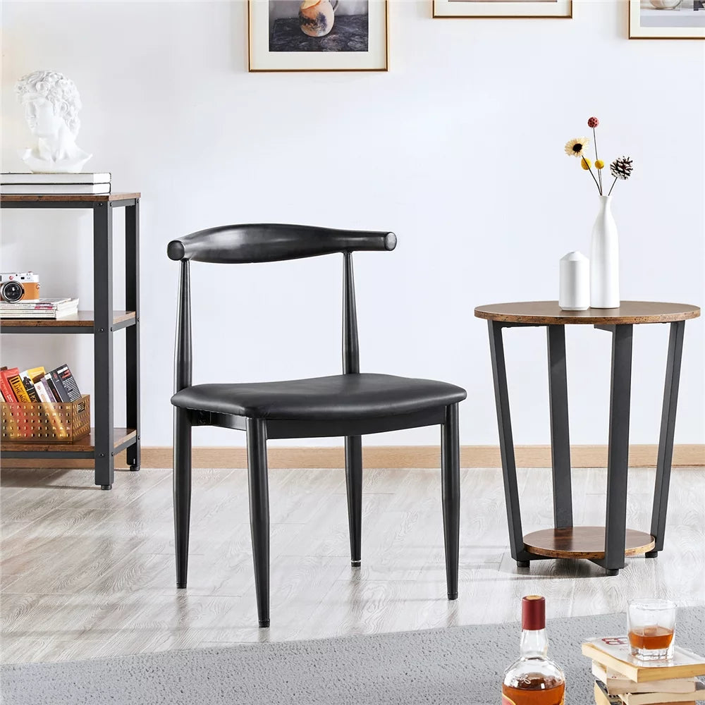 Set of 2 Black Leather Dining Chairs U17202