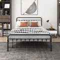Queen Size Black Iron Bed with Headboard and Footboard I78241