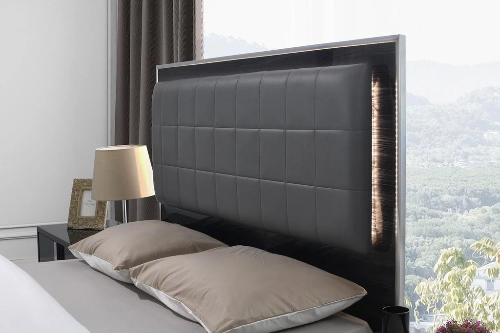 Gloss Grey Queen Bed with LED Light M248066