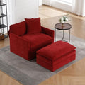 Blue Chenille Oversized Accent Chair with Ottoman D4899