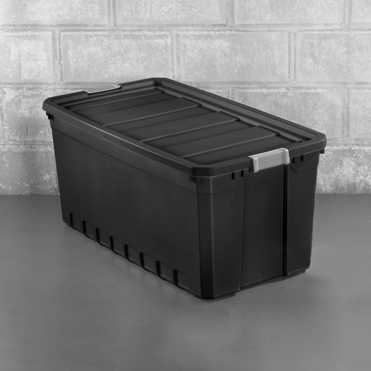 50 Gallon Black Plastic Stacker Tote Set of 3 Y428