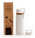 Stainless Steel Water Bottles with 2 Lids, Wide Mouth Vacuum Insulated Leak Proof BPA-Free Metal Canteen V8009