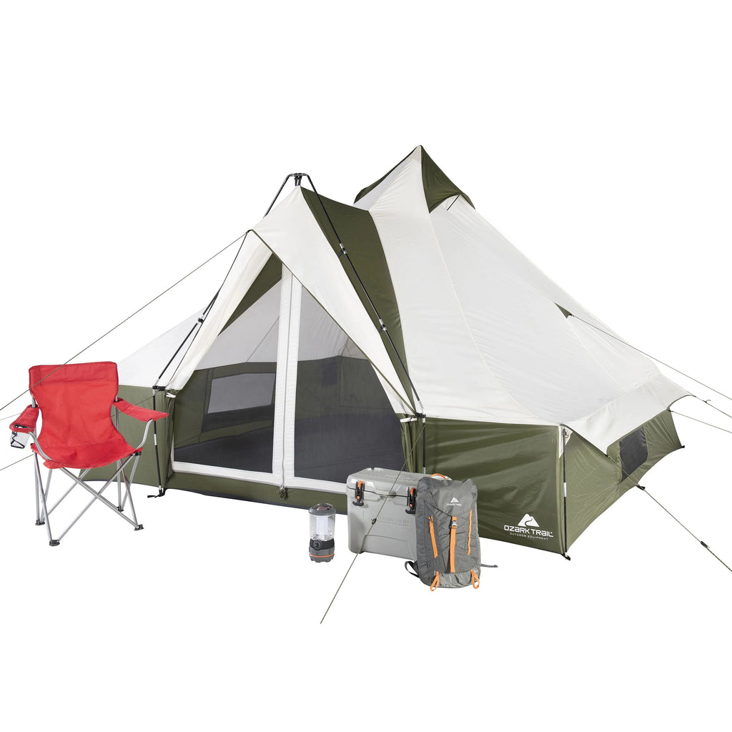 8 Person Camping Tent with Covered Entrance W37383