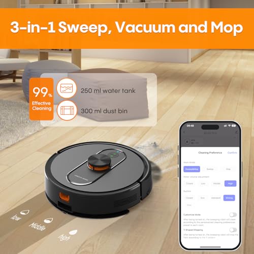 Robot Vacuum and Mop with Self-Emptying, 5000Pa, LiDAR Navigation N21427
