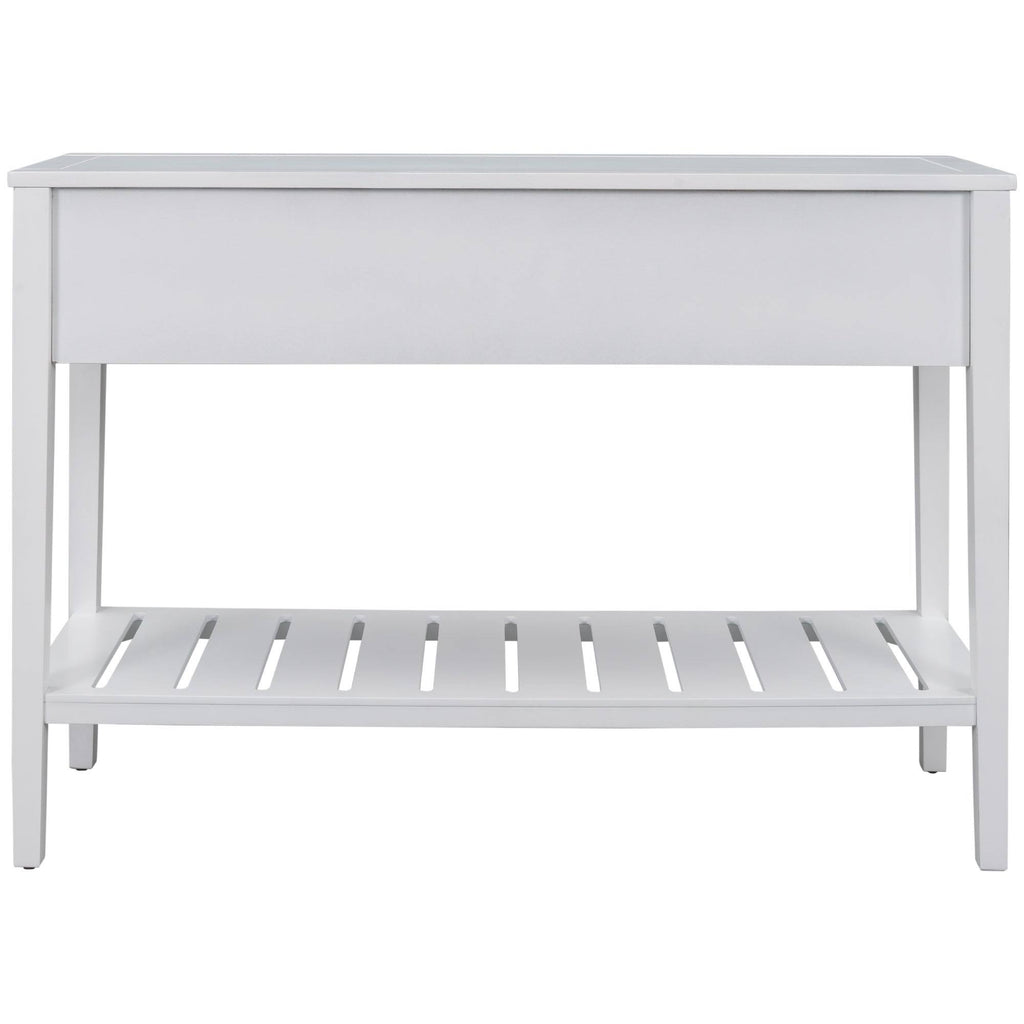White Console Table with 2 Drawers and 1 Shelf H225