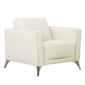 Offwhite Leatherette Chair with Track Armrests and Angled Metal Legs Y2112