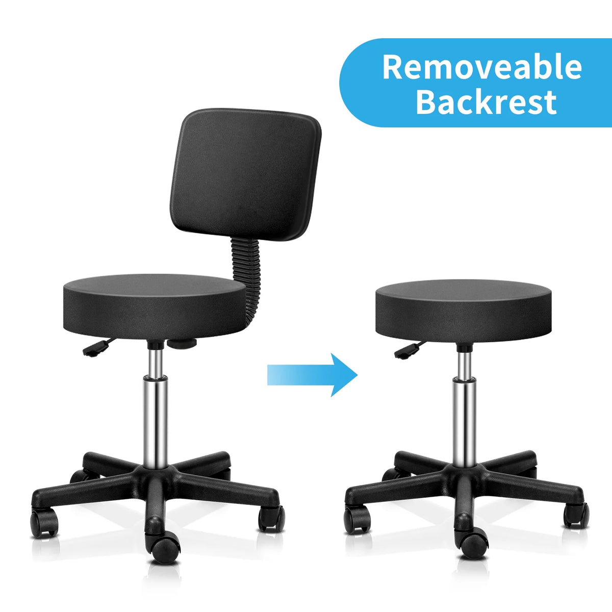 Adjustable Rolling Stool with Back A696