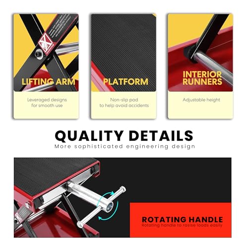Motorcycle Powersports Stand Lift Scissor Jack Steel 1100 LBS Capacity Red C3144