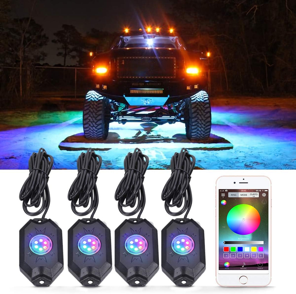 12 Pod Waterproof LED Rock Lights Kit with Bluetooth Controller K664