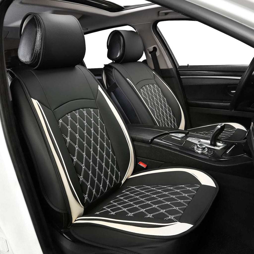 5 Car Seat Covers Black and Blue Leather Full Seat with 2 Car Backseat Storage Waterproof C880